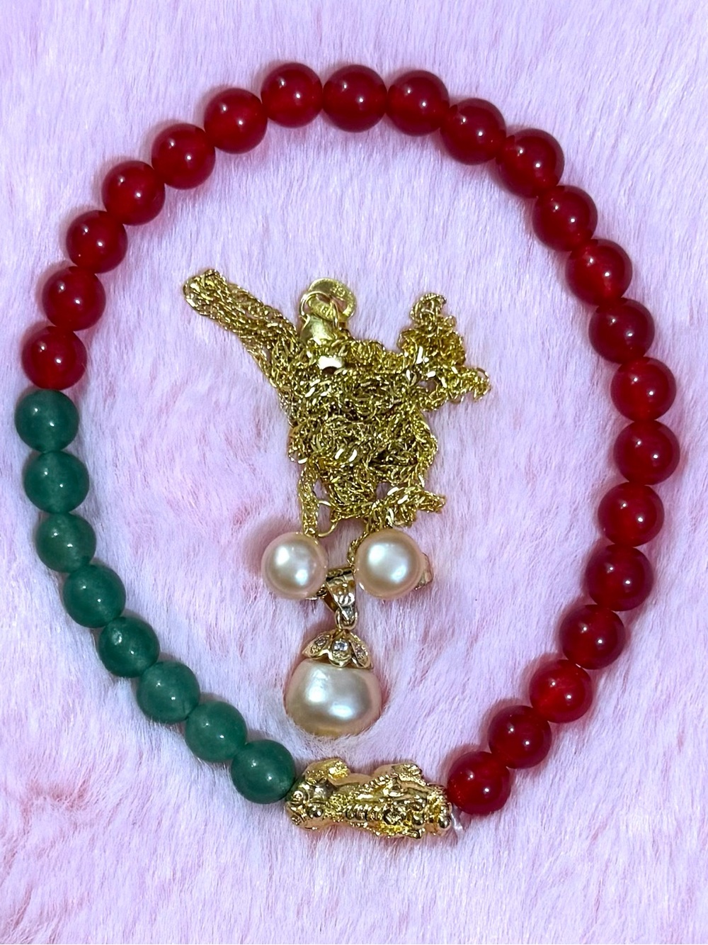 14K Gold Plated Black Tahitian Pendant Necklace,Earrings,Emerald Garnet Bracelet